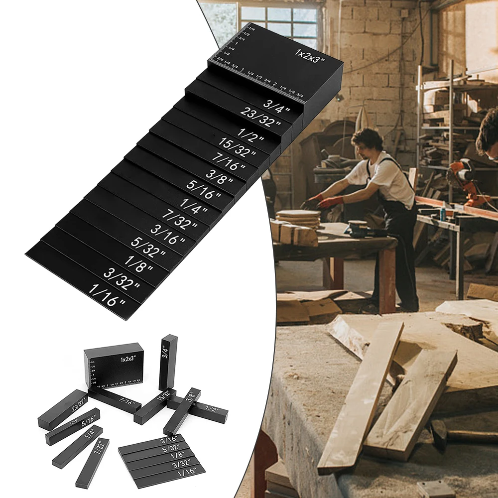 

15pcs Gauge Block Set Aluminum Alloy Height Gauge Block High Precision Setup Bars With Laser Engraved Size Marking Testing