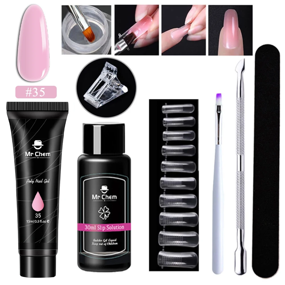Набор маникюра Mr Chem для быстрого наращивания ногтей набор из 7 акриловых УФ гелей