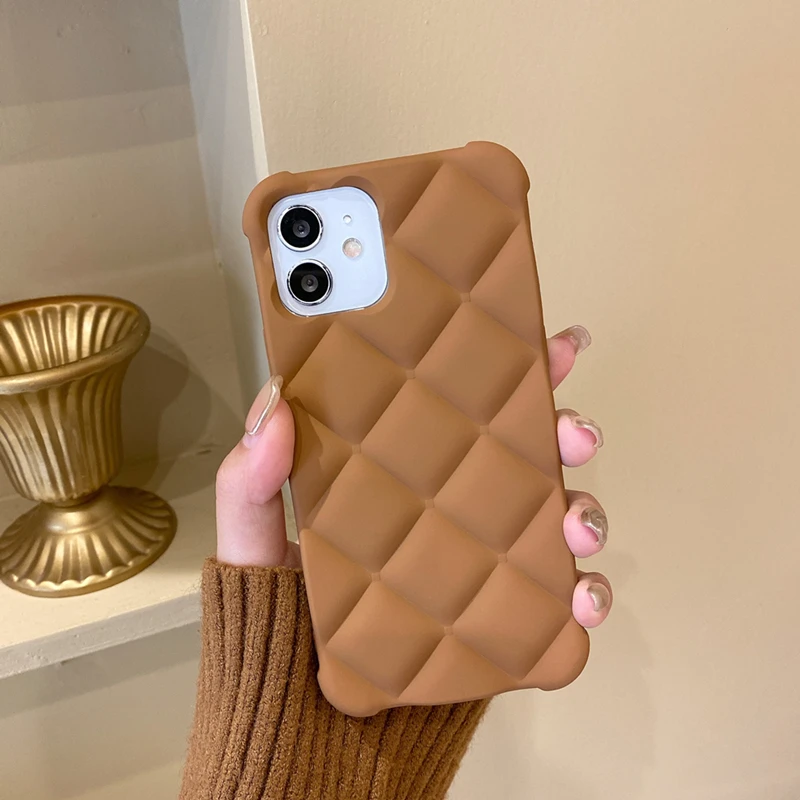 

Luxury Diamond Texture Color Phone Case For iPhone 13 12 11 Pro Mini Xs Max X Xr 7 8 Puls SE 2 Glossy Gird Soft Silicone Cover