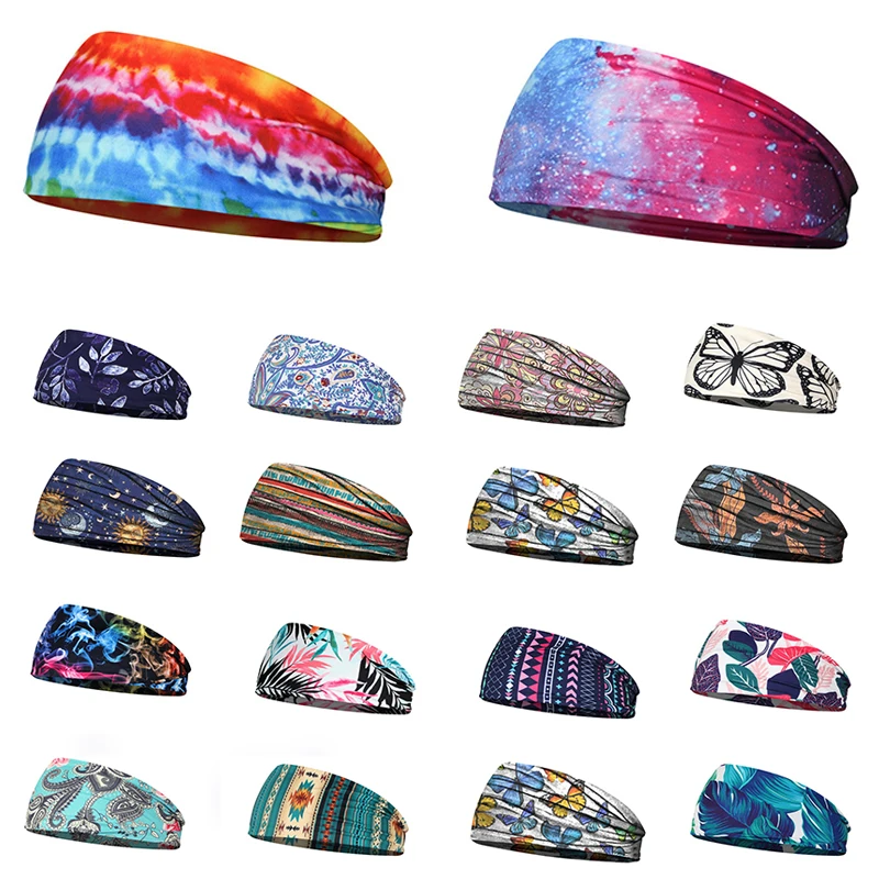 

Women Run Bandage Print Bands Gym Headbands Fashion Turban Hair Accessories Headwear Running Sports Sweat-absorbent Headwrap