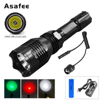 high power led portable military tactical flashlight rechargeable hunting light torch with gun mount remote switch asafee b58