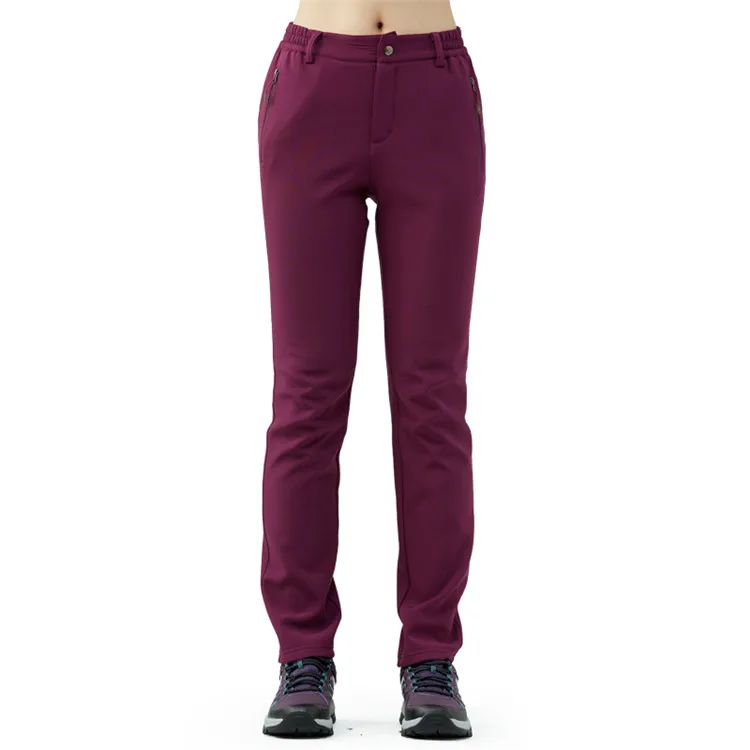 Women Rose Purple TECTOP зимние мужские Wo мужские s толстые походные флисовые брюки для спорта на открытом воздухе кемпинга термальные ветрозащитные внутри флисовые сплошные брюки VA668 - Цвет: Women Rose Purple