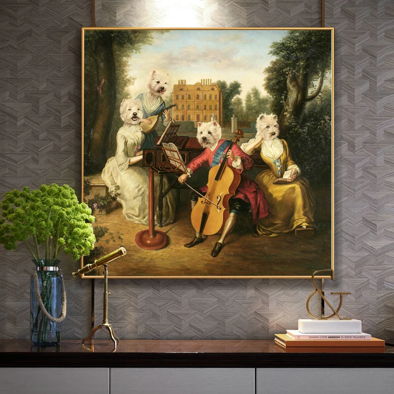 

Картина на холсте с изображением собаки, животного, пианино