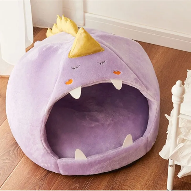 

Dog Bed House Dinosaur Shape Kennel Keeps All Seasons Warm Small Dog Teddy Universal Cat Bed Removable and Washable Pet Supplies