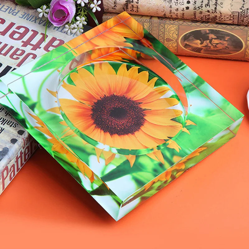 Европейский стиль Хрустальная Квадратная Пепельница Подсолнух цветочный