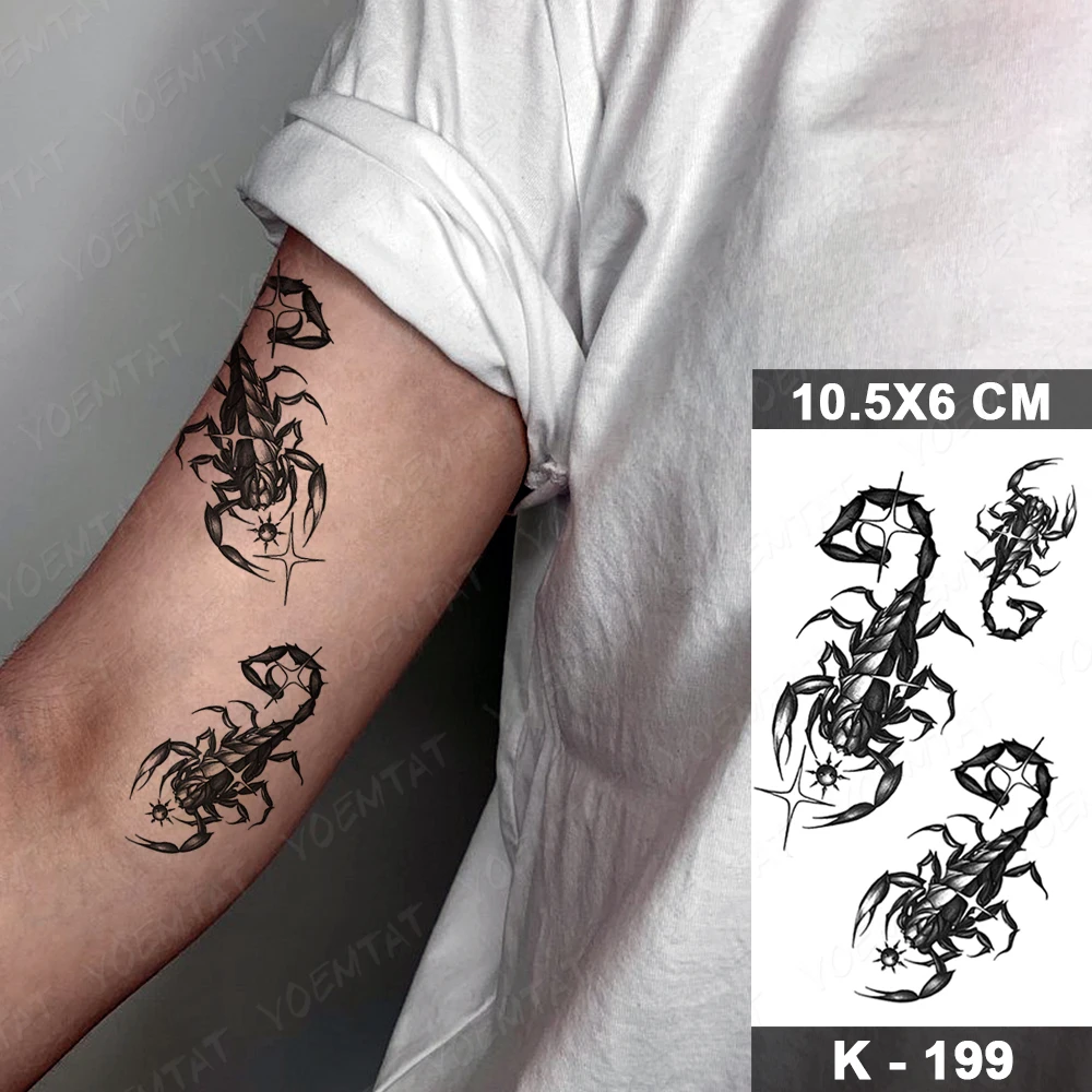 

Scorpion Temporary Tattoo Sticker Snake Realistic Insect Black Tatu Shoulder Arm Leg Men Women Children Glitter Kids Body Art