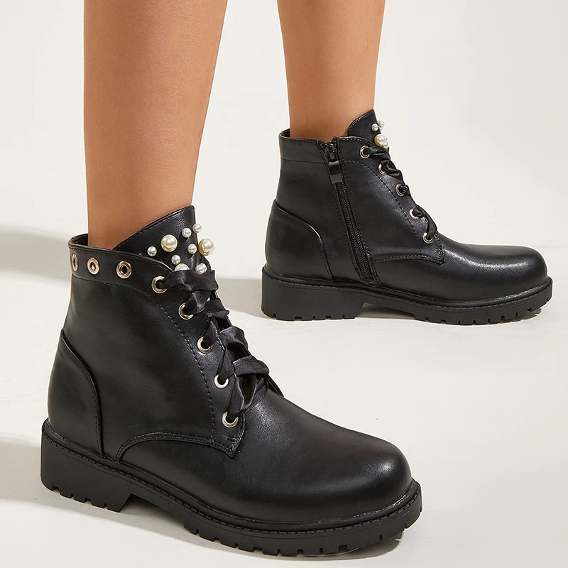 

Женские ботинки-мартинсы на платформе, с круглым носком, на молнии