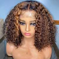 short bob wig lace front human hair wigs for black women highlight hd brazilian curly human hair wigs water wave lace front wig