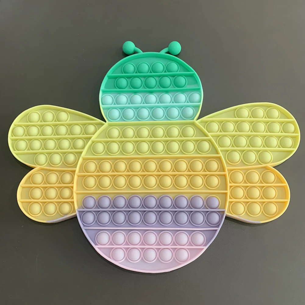 

Rainbow Big Bee Push Bubble Fidget Toys Silicone Big Size Sensory Squeeze Toys for Adult Children Funny Decompression Toys