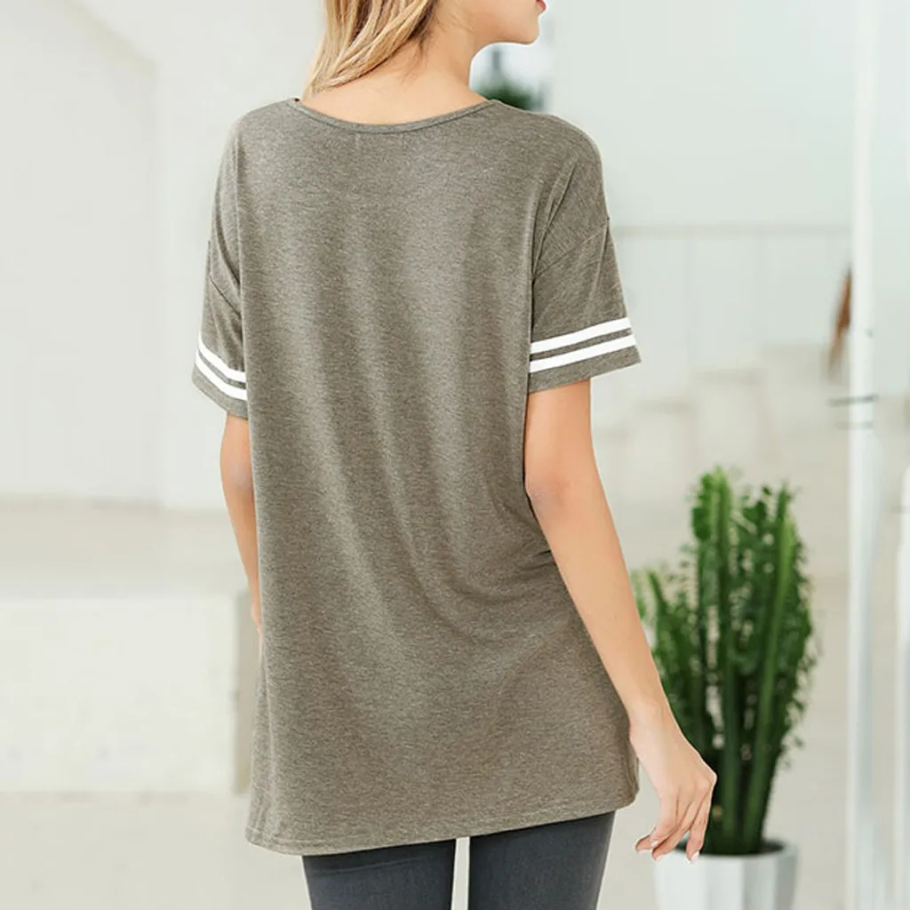 Женская футболка с коротким рукавом круглым вырезом и разрезом сбоку | одежда