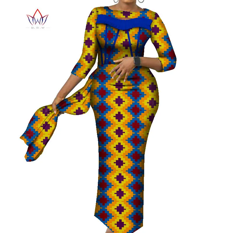 African Traditional Dresses For ladies Plus Size African Bazine For Women Half Sleeve Dashiki 5xl Ankle Length Dress None WY8185