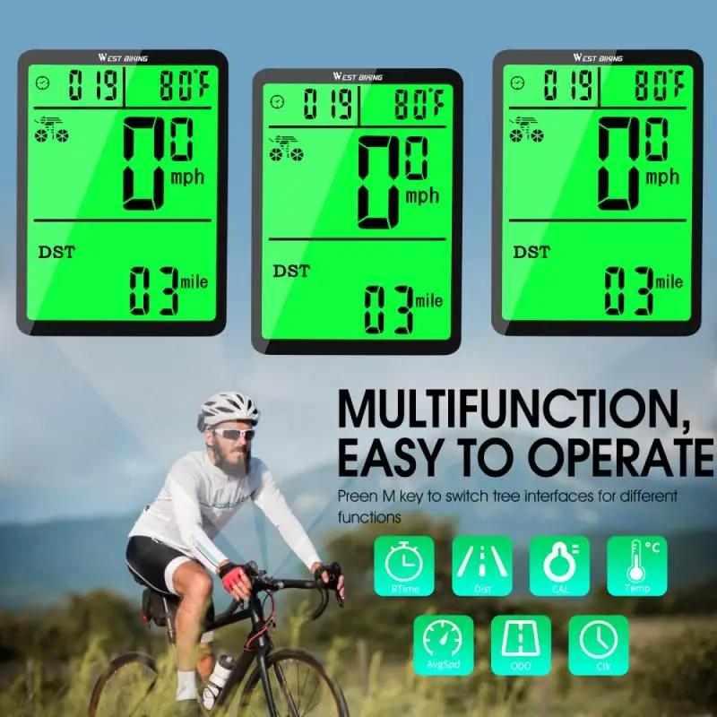 

WEST BIKING Outdoor Waterproof Bike Computer Bicycle Wireless Code Meter MTB Rainproof Cycling Odometer Stopwatch Speedometer