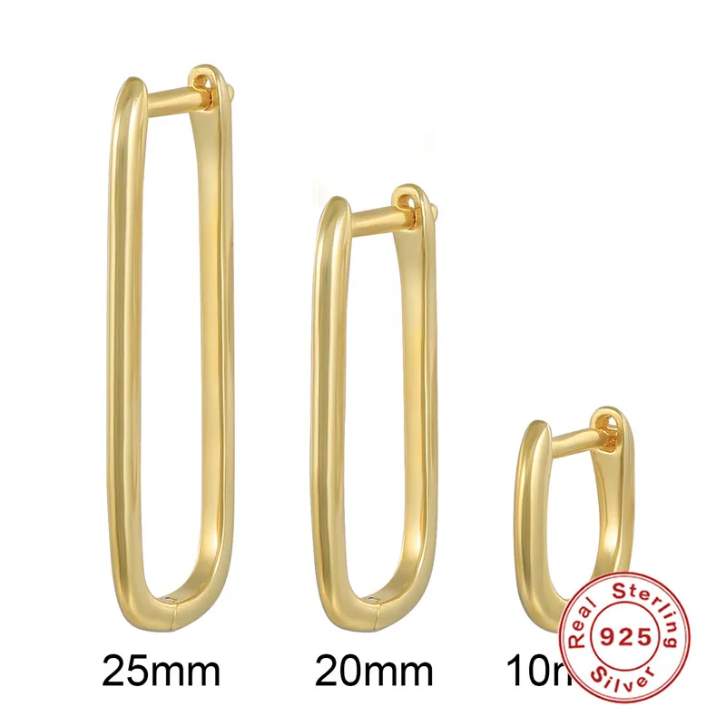 

100% s925 Sterling Silver Hoop Earrings Trendy Vintage U Shape Round Cirle Huggie Earring For Women Girls bijoux femme joyeria