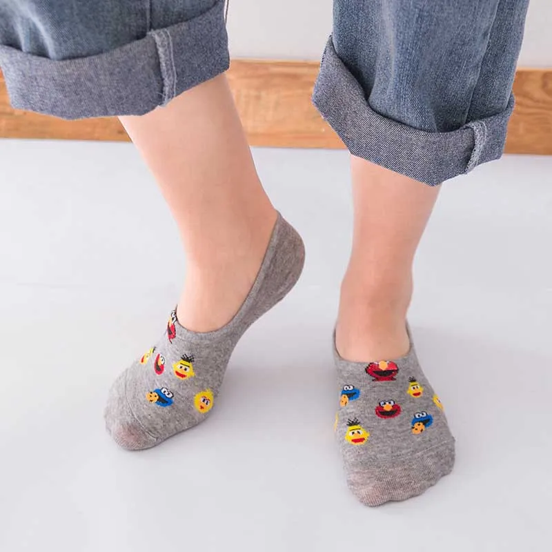 Harajuku/Хлопковые женские короткие носки с героями мультфильмов Невидимые для