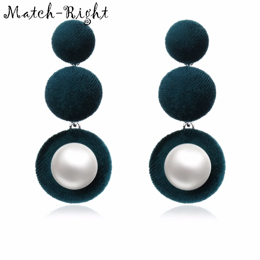 Женские Висячие серьги Match-Right длинные бархатные висячие с имитацией жемчуга для