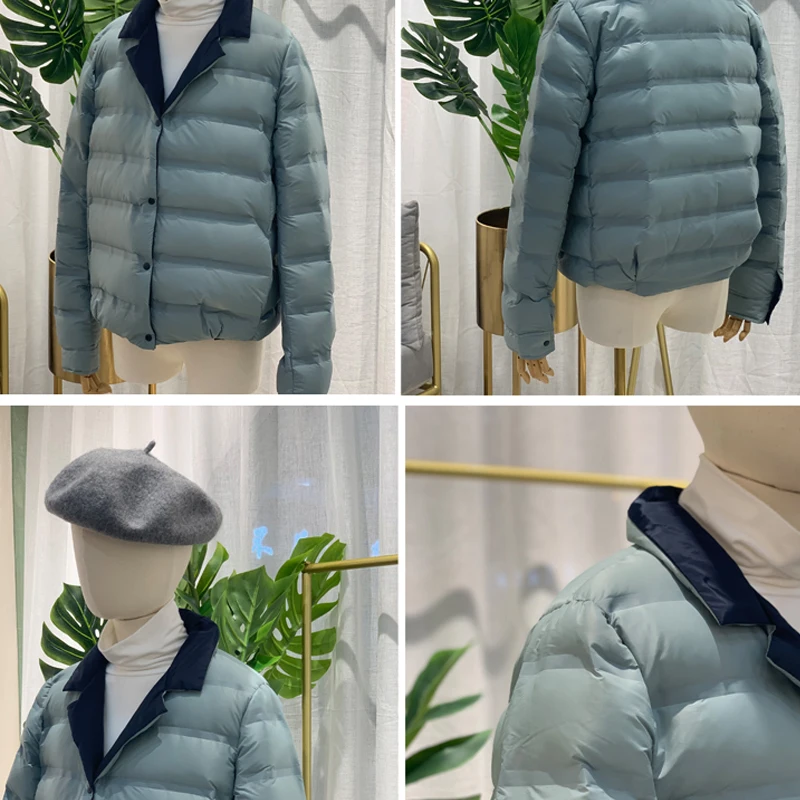 

2020 New Autumn Winter Jacket Women Ultra Light White Duck Down Jackets Casual Double Side Short Female Down Coats Outwear