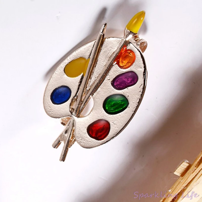 Женская и мужская брошь в виде палетки с рисунком | Украшения аксессуары