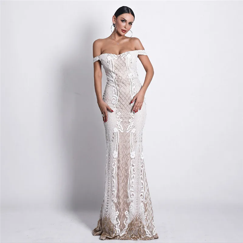 Женское вечернее платье с аппликацией IFox элегантное светоотражающее открытыми