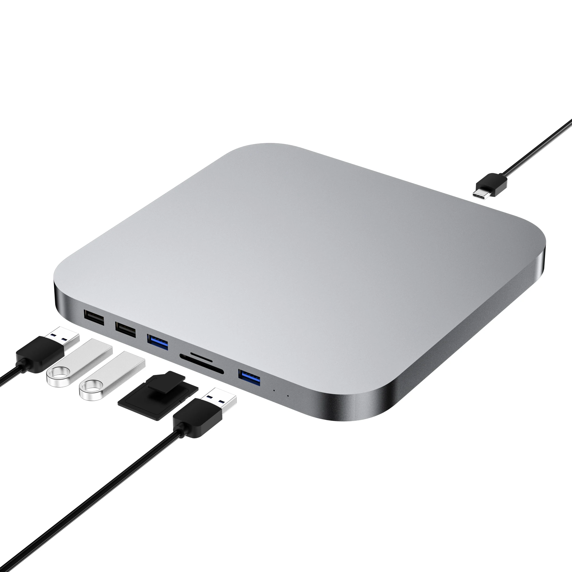 

2022.MC25 Silver 2020 Silver M1 Mac Mini Hub Ssd Hard Drive Enclosure Docking Station with card reader