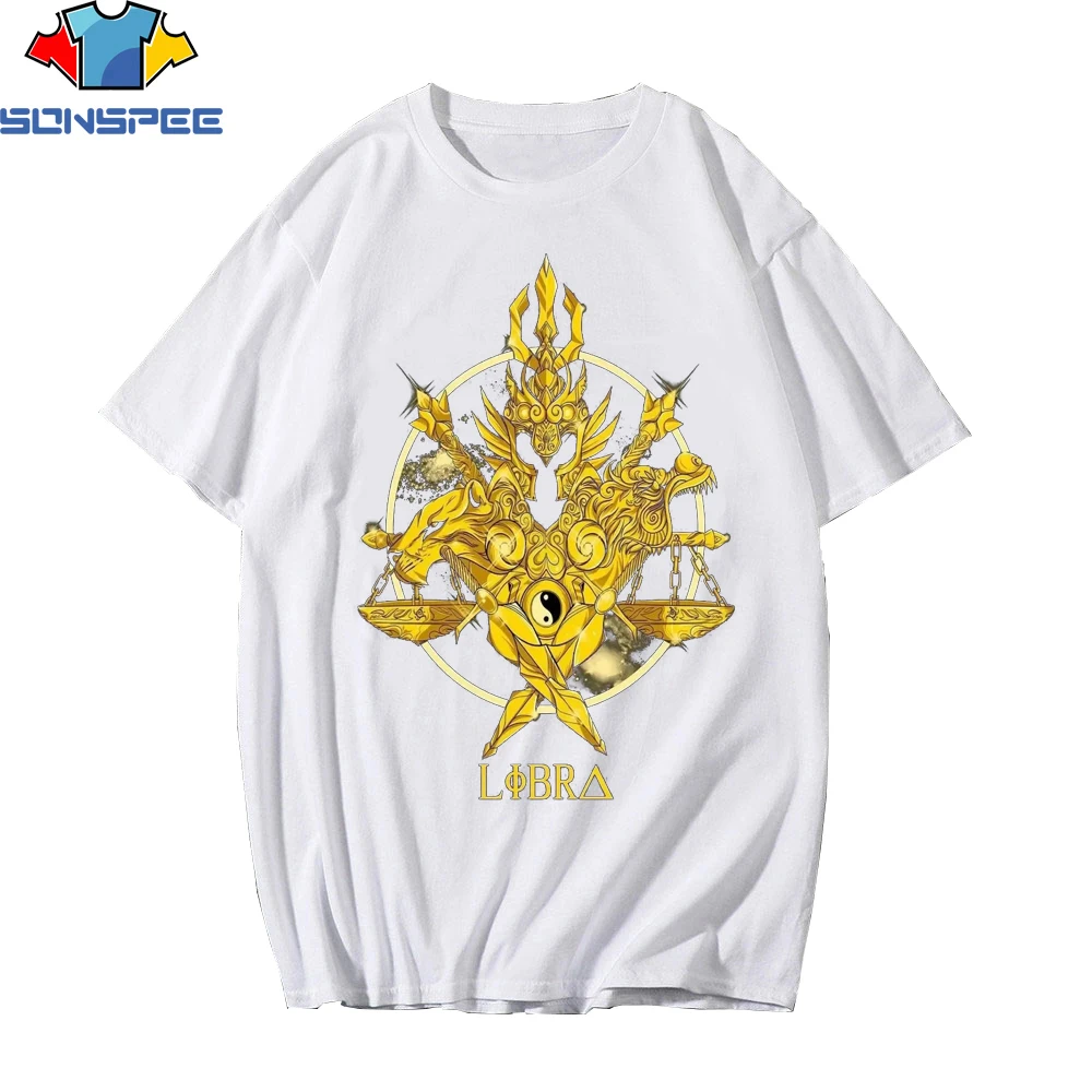 

SONSPEE Saint Seiya T shirt Men's Women's Tee Graphic Top Anime Constellation Fun Cotton White Harajuku Summer Streetwear Tshirt