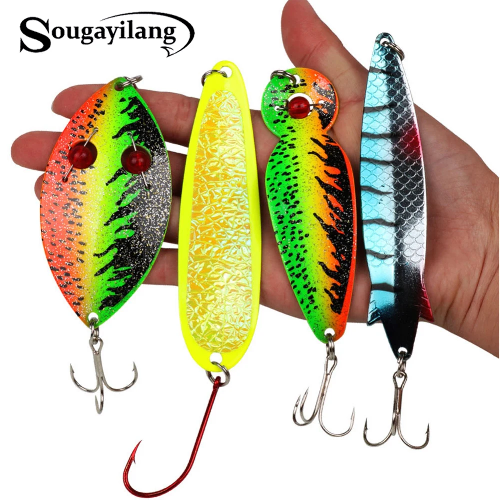 Sougayilang Spinner ложка приманки синий лед жесткая металлическая искусственная