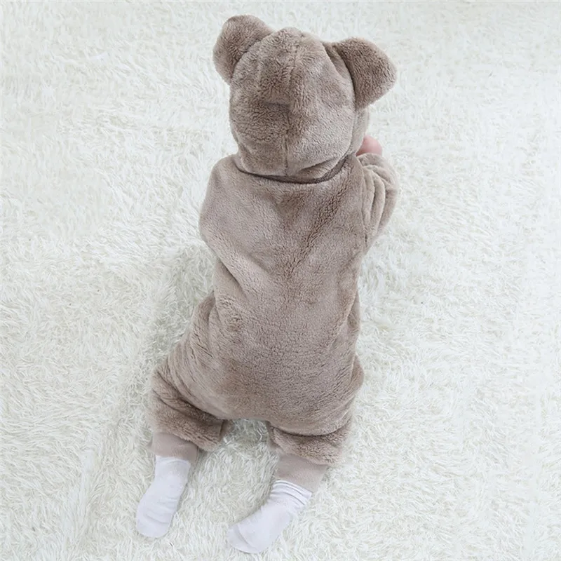 2020 Baby Autumn Clothing Newborn Infant Boy Girls Kid Cartoon Animals Print Long Sleeve Hooded Pockets Romper Winter Warm | Детская