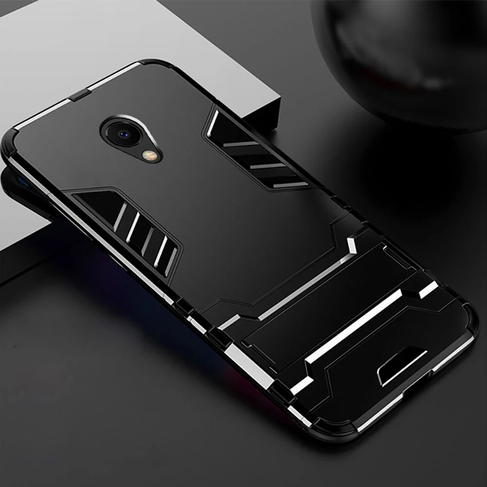 Черный Meizu M5C A5 MX5 M5S MX6 Чехол случае гладить Панцири чехол на телефон стенд держатель заднюю крышку M3 M5 M6 Примечание m3S U10 U20 Pro 5 6 чехол - Цвет: Черный
