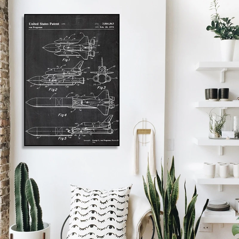 

Space Patent Posters and Prints Outer Space Ships Blueprints Poster Wall Art Pictures Decor Gift idea Canvas Painting Science