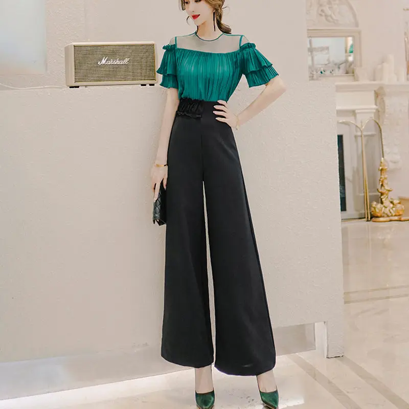 

Wide leg pants women's loose and versatile trend 2021 new temperament bowknot straight pants high waist drooping suit pants