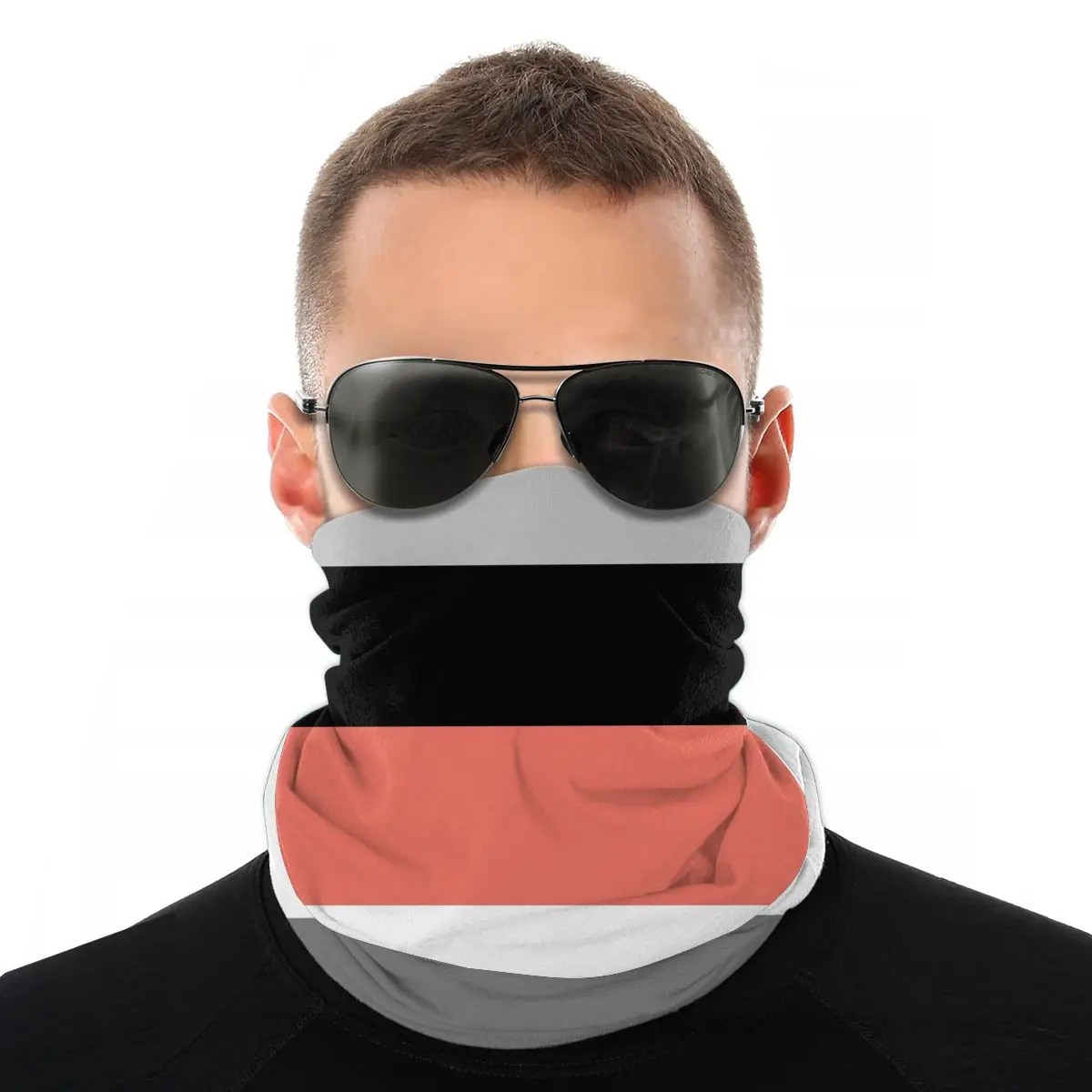 

Block Coral Gray Black White Magic Scarf Half Face Mask Men Women Neck Warmer Seamless Bandana Polyester Headband Biking Hiking