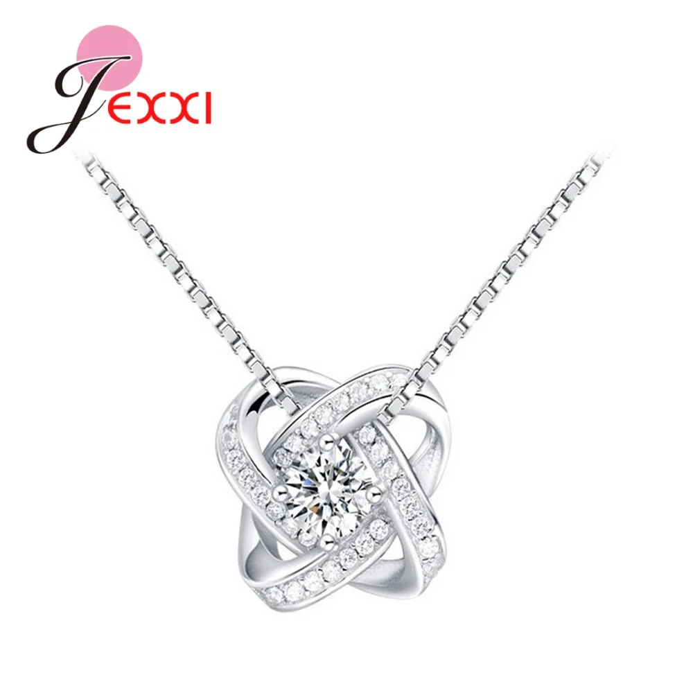 

New Fashion Korean Women Flower Pattern Cubic Zirconia Necklace Pendants 925 Sterling Silver Choker Necklace For Wedding Party