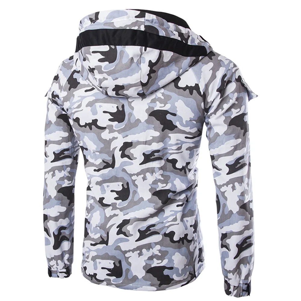 Камуфляжная зимняя мужская пуховая парка пальто с капюшоном на молнии хлопковая