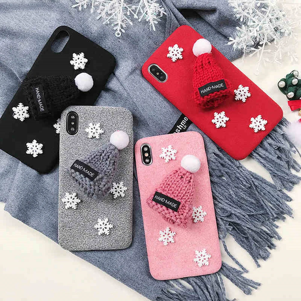 Веселый Рождественский плюшевый чехол для iPhone 7 8 Plus X XS XR 11 Pro Max теплая зимняя