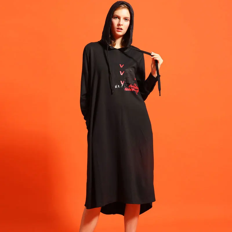 Max LuLu корейская модная одежда в стиле панк женские длинные платья с капюшоном женские винтажные платья с принтом повседневные негабаритные уличные платья
