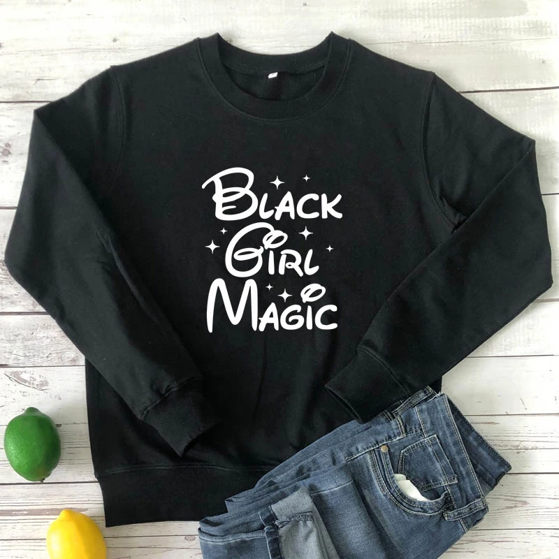 

Black Girl Magic 100% Cotton Sweatshirt Casual Women Long Sleeve Black Live Matter Equality Pullovers Streetwear