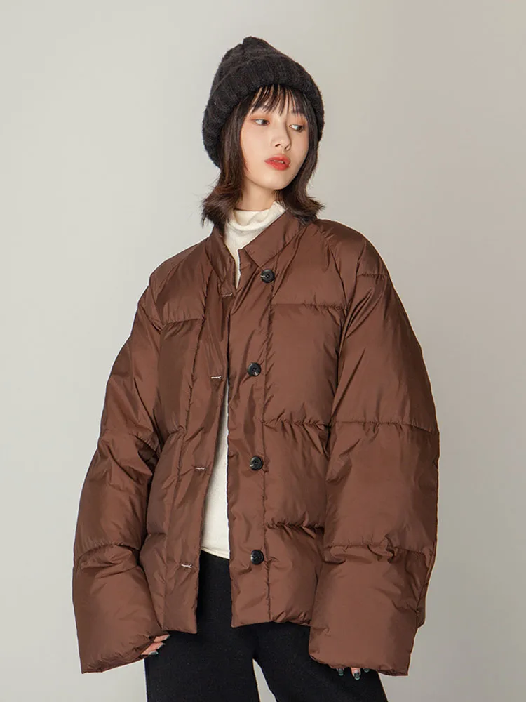 Женская хлопковая куртка с воротником стойкой Повседневная однотонная короткая