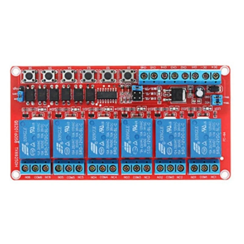 

12V 6 Channel Relay Module Self-Lock Interlock Relay High Low Trigger Relay Module 3 in 1