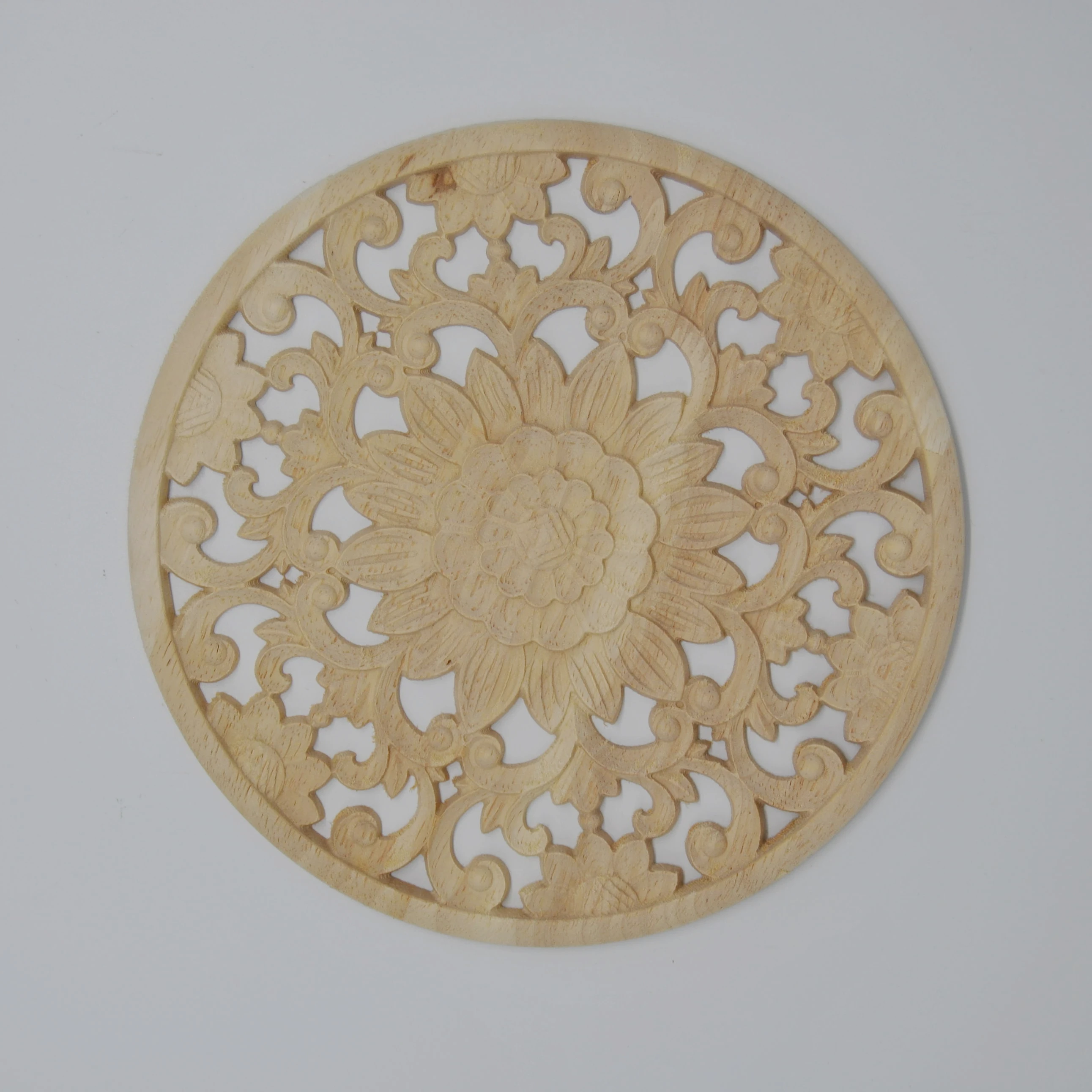 

Nature Wood Carving Furniture Decoration DIY painting Wood Round Applique SunFlower Hollow Him Miniature Crafts No.NMHH-003-7