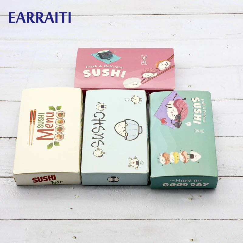 

50PCS Sushi Box Take Out Packaging Fast Food Disposable Paper Packing Boxes Sushi Restaurant Food DIY Home Party Oil-proof