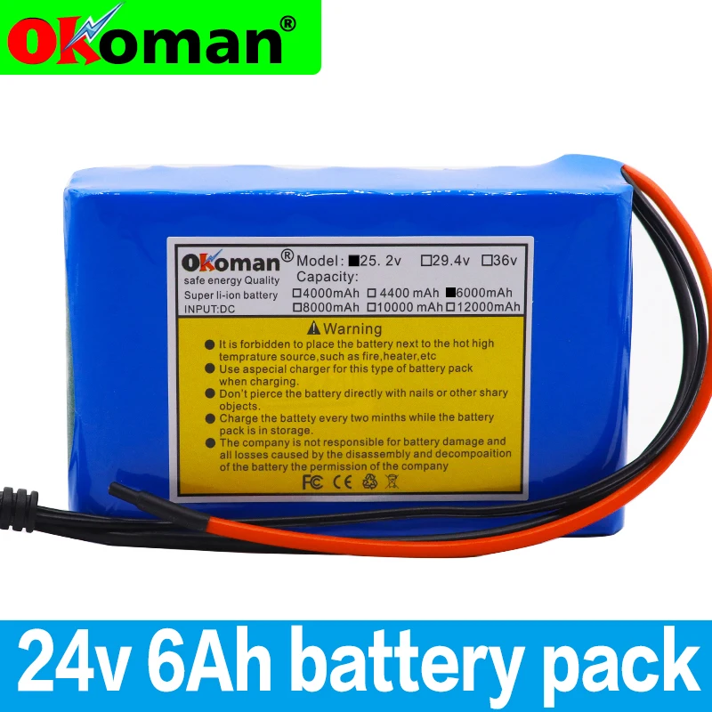 Аккумулятор большой емкости Okoman 24 в 6 Ач 18650 литий ионная батарея 25 2 6000 мАч