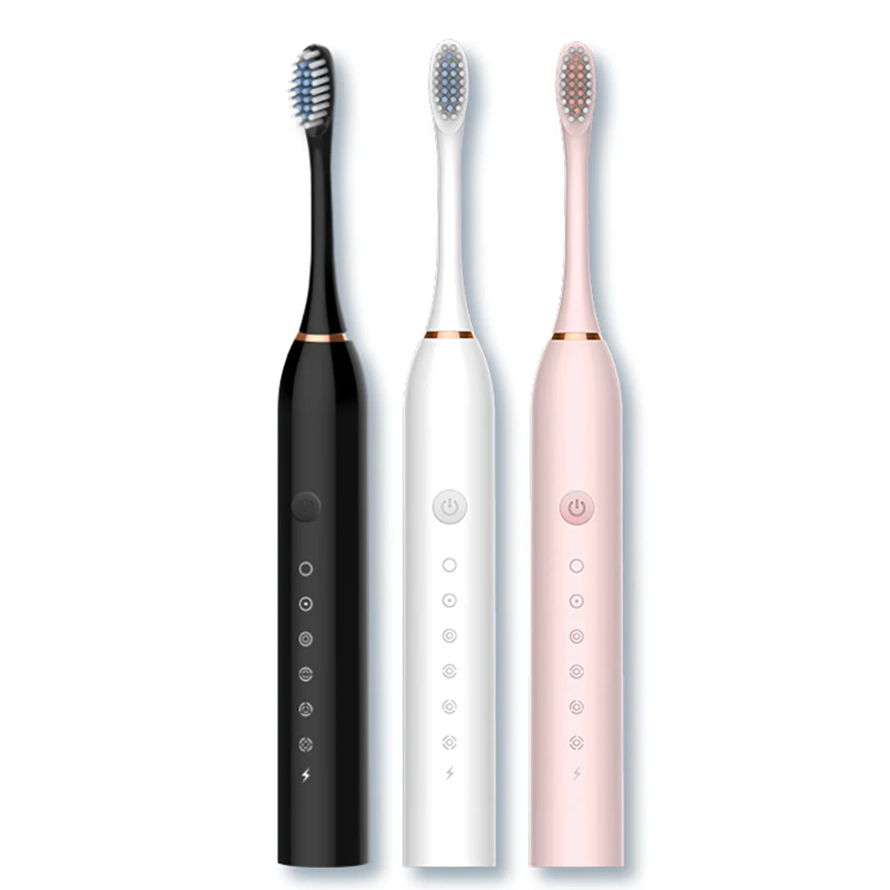 

USB Sonic Electric Toothbrush for Adults Kids Smart Timer Rechargeable 6Mode Whitening Toothbrushes IPX7 Waterproof 4 Brush Head