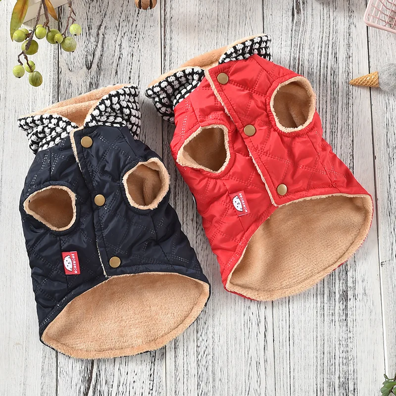 Одежда для собак на осень и зиму одежда домашних животных с шапкой пальто синего