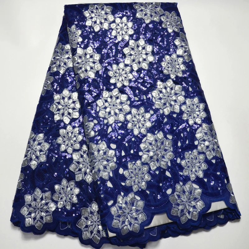 (5 ярдов/шт.) Высококачественная африканская кружевная ткань ручной работы из