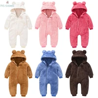autumn newborn baby clothes spring baby girl romper with ears hooded cute climbing jumpsuit for boys 6 colors infant with zipper