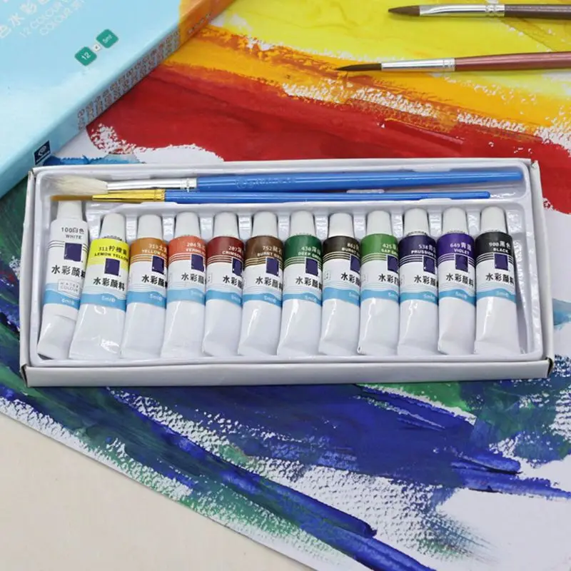 

12ml 12/24 Colors Professional Paint Tubes Drawing Painting Watercolor Pigment