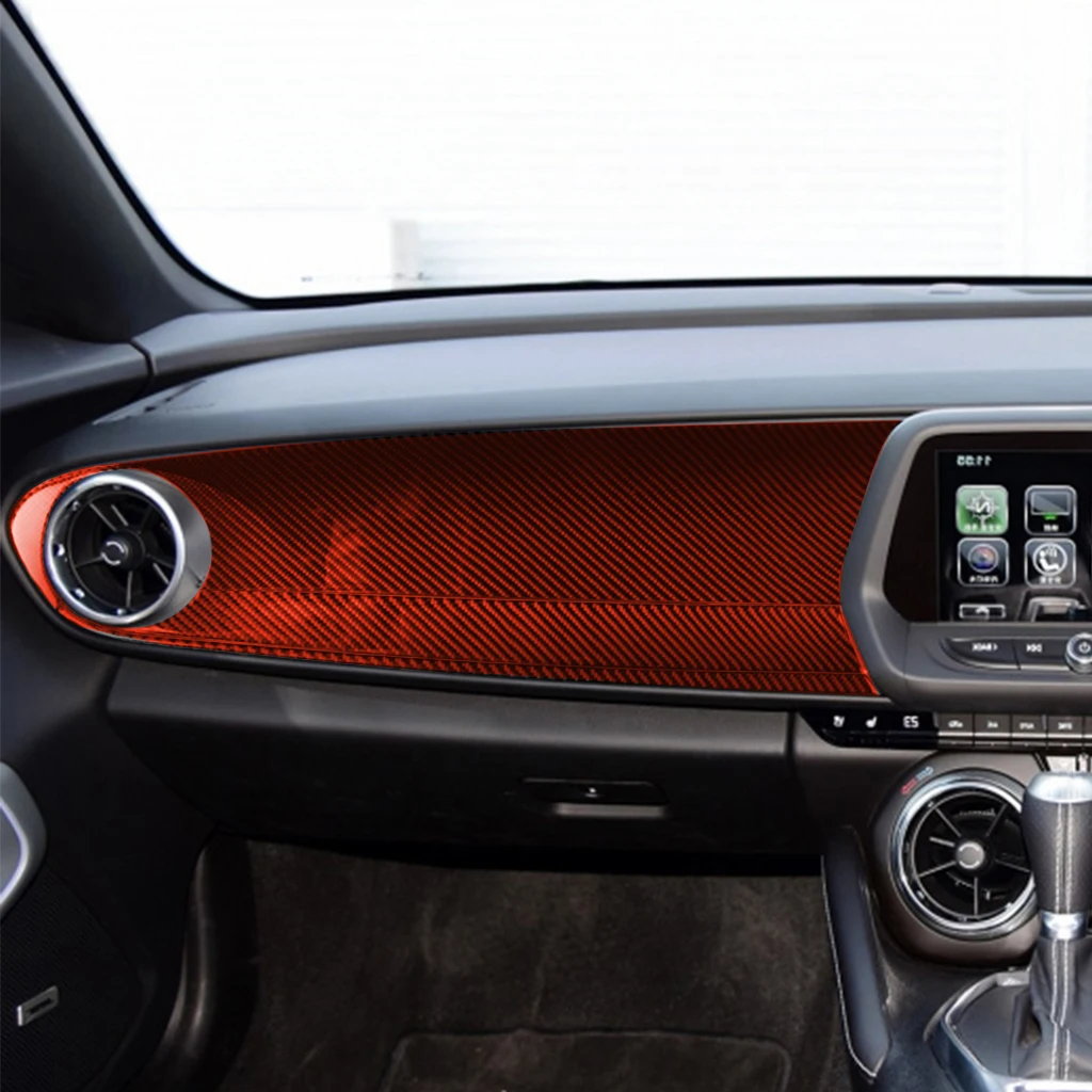 Красное углеродное волокно для Chevrolet Camaro 16 + декоративные наклейки на панели