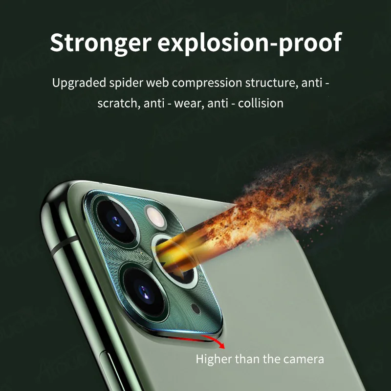 Clear And Ultrathin For Iphone 11/11 Pro/ 11Promax Green Metal Rear Camera Lens Case Cover Protector Protective Ring | Мобильные