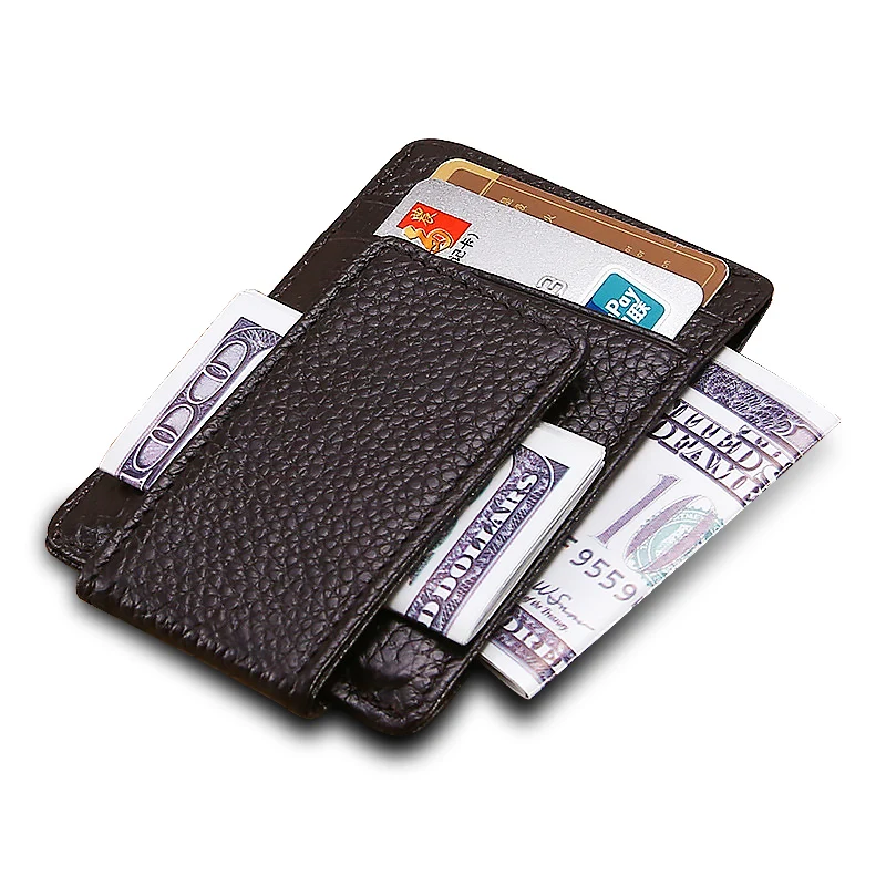 Мужской Магнитный зажим для денег из натуральной кожи Ультратонкий карманный