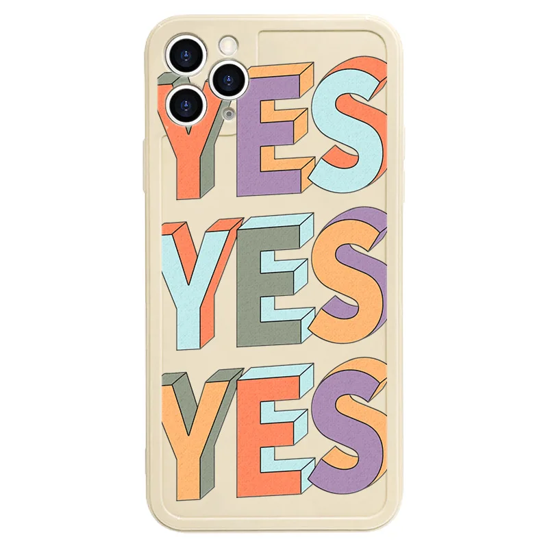 

Iphone Case Creative English Yes for Apple 12Promax Mobile Phone Shell Iphone11Promax Frame Shell Xr78Plus Tide