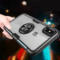 for iphone 8 7 6 6s plus case luxury magnetic ring car holder stand cases for iphone x xr xs max transparent clear glass coques